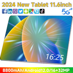 2024 5G Brand New Global 11.6 Inch Tablet Android 16GB RAM 1TB ROM Android 12.0 MTK6797 Wifi 8800mAh 10 Core Network Full screen Shopping111