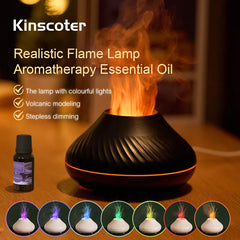 Kinscoter Volcanic Aroma Diffuser Essential Oil Lamp 130ml USB Portable Air Humidifier with Color Flame Night Light Shopping