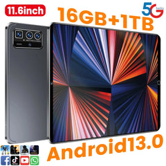 5G 2024 Global Version 11.6 Inch Tablet Android 16GB RAM 1TB ROM Android 13.0 MTK6797 Wifi 12000mAh 10 Core Network Full screen Shopping111