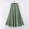 Image of High Quality Cotton Linen Maxi Skirt Womens Casual Elastic High Waist Pleated A-Line Beach Skirts Boho Saia Feminina Faldas Jupe Shopping