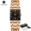 Image of Relogio Masculino WWOOR Gold Watch Men Square Mens Watches Top Brand Luxury Golden Quartz Stainless Steel Waterproof Wrist Watch Shopping