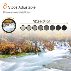 Dynamic ND2-400 Filter 52MM 58MM 62MM 67MM 72MM 77MM Slim Fader Variable ND Lens Filter Adjustable ND2 to ND400 Neutral Density