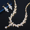 Image of CWWZircons Top African Cubic Zirconia Leaf Drop Women Party Wedding Necklace Bridal Jewelry Set Dubai Gold Color Jewellery T442 Shopping