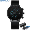 Image of CRRJU Mens Watches Luxury Sport Wrist Watch Unique Design Stainless Steel Auto Date Mesh Strap Men Fashion Casual Quartz Watches Shopping