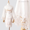 Image of Summer Lace Sleepwear Bride&Bridemaid Wedding Robe Gown Solid Embroidery Kimono Bathrobe Women Casual Home Night Dress M L Xl Shopping