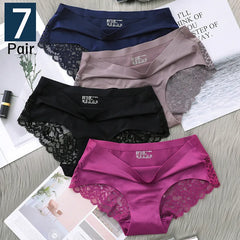 7Pcs Women's Pants exy Panties 2022 Women's Iace lingerie Solid Color Seamless briefs Mid-Rise Briefs Woman cotton underwear Shopping