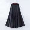 Image of High Quality Cotton Linen Maxi Skirt Womens Casual Elastic High Waist Pleated A-Line Beach Skirts Boho Saia Feminina Faldas Jupe Shopping