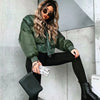 Image of 2020 stylish lady autumn winter merodi  green short jackets women fashion long sleeve zipper bomber jacket outwear women's coat Shopping