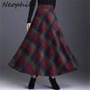 Image of Neophil Woolen Warm S-3XL Thick Plaid Skirts 2023 Winter Women England Style Pockets Midi Pleated A-Line Wool Tartan Skirt S9216 Shopping