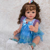 Image of 55CM Full Body Silicone  Bebe Reborn Doll Hand-Detailed Painting with Visible Veins 3D Skin Rooted Long Hair Art Doll Toys Shopping