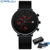 Image of CRRJU Mens Watches Luxury Sport Wrist Watch Unique Design Stainless Steel Auto Date Mesh Strap Men Fashion Casual Quartz Watches Shopping