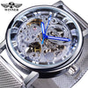 Image of Winner Transparent Golden Case Luxury Casual Design Brown Leather Strap Mens Watches Top Brand Luxury Mechanical Skeleton Watch Shopping