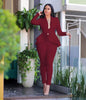 Image of New Women Winter Women's Set Tracksuit Full Sleeve Ruffles Blazers Pencil Pants Suit Two Piece Set Office Lady Outfits Uniform Shopping