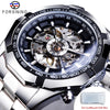 Image of Forsining 2021 Stainless Steel Waterproof Mens Skeleton Watches Top Brand Luxury Transparent Mechanical Sport Male Wrist Watches Shopping