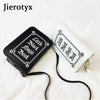 Image of JIEROTYX Letter Print Shoulder Bag Rock Designer Purse Female Small Crossbody Bag PU Leather Mini Ladies Punk Bag Crossbody Bag Shopping