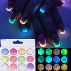 12 Boxes/Set Glow In Dark Glitter Nail Phosphorescent Powder Pigment Luminous  Shining Halloween Christmas Nail Art Decorations Shopping