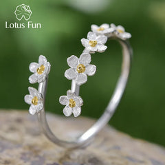 Lotus Fun Delicate Forget-me-not Flower Adjustable Rings for Women Real 925 Sterling Silver Engagement Fine Jewelry Female Gift Shopping