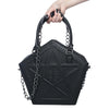 Image of JIEROTYX Pentagram Punk Darkness Gothic Star Handbag Women Girl Black PU Soft Leather Shoulder Bag With Chain High Quality Shopping