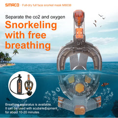 SMACO-Full Face Snorkel Mask, 180 Degree HD View Dry Top Set, Anti-Fog Underwater, Wide View Snorkel, Swimming Mask Shopping