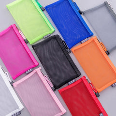 1 Pcs Transparent Grid Zipper Pen Bag Pencil Case Storage Package For Girls Korean Stationery School Supplies School Student