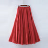 Image of High Quality Cotton Linen Maxi Skirt Womens Casual Elastic High Waist Pleated A-Line Beach Skirts Boho Saia Feminina Faldas Jupe Shopping