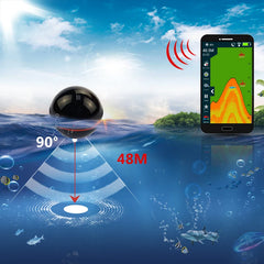 Erchang XA02 Wireless Fish Finder Portable Depth Echo Sounder 48m/160ft Detector Sonar Alarm Transducer Fishfinder IOS&Android