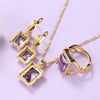 Image of Mexican Jewelry Sets Gold-Color Romantic Wedding Bridal Accessories Purple Crystal NecklaceAnd Earrings Bracelet Sets Shopping