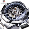 Image of Forsining 2021 Stainless Steel Waterproof Mens Skeleton Watches Top Brand Luxury Transparent Mechanical Sport Male Wrist Watches Shopping