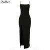 Image of Nibber red black New year christmas party long dresses women 2021 spring Basic bodycon lace up stretch Slim midi dresses femme Shopping