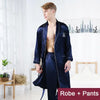 Image of Men Robe Set Satin Loose Kimono Bathrobe Gown Sexy Long Sleeve Autumn Sleepwear Nightgown Bridegroom Wedding Intimate Lingerie Shopping