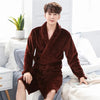 Image of Men Casual Kimono Bathrobe Autumn Winter Flannel Long Robe Thick Warm Sleepwear Plus Size 3XL Nightgown Male Loose Home Wear Shopping