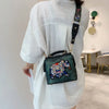 Image of Vintage Embroidery Elephant Bag Bags Wide Butterfly Strap PU Leather Women Shoulder Crossbody Bag Tote Women's Handbags Purses Shopping