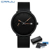 Image of CRRJU Mens Watches Luxury Sport Wrist Watch Unique Design Stainless Steel Auto Date Mesh Strap Men Fashion Casual Quartz Watches Shopping