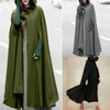 Image of ZANZEA Women Poncho Winter Hooded Open Front Cloak Loose Solid Long Coat Hoodies Cosplay Outwear Christmas Casual Cape Shopping