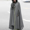 Image of ZANZEA Women Poncho Winter Hooded Open Front Cloak Loose Solid Long Coat Hoodies Cosplay Outwear Christmas Casual Cape Shopping