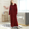 Image of Women Winter Extra Long Thick Warm Bath Robe Plus Size Zipper Luxury Flannel Peignoir Pregnant Bathrobe Men Coral Fleece Robes Shopping