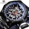 Image of Forsining 2021 Stainless Steel Waterproof Mens Skeleton Watches Top Brand Luxury Transparent Mechanical Sport Male Wrist Watches Shopping