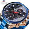 Image of Forsining Three Dial Calendar Stainless Steel Men Mechanical Automatic Wrist Watches Top Brand Luxury Military Sport Male Clock Shopping