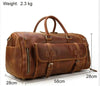 Image of Vintage Crazy Horse leather Travel Bag With Shoe Pocket 20 inch big capacity Real Leather Weekend luuage Bag large Messenger Bag Shopping