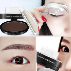 3 Colors Eyebrow Powder Seal Eyebrow Shadow Set Waterproof Eyebrow Stamp Straight Curved Shape Brow Stamp Powder Palette Stamper