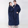 Image of Women Winter Extra Long Thick Warm Bath Robe Plus Size Zipper Luxury Flannel Peignoir Pregnant Bathrobe Men Coral Fleece Robes Shopping