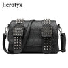 Image of JIETOTYX Women Black Leather Messenger Bags Single Skull Rivet Shoulder Bags Sac A Main Bolsa Black Vintage Sexy Bag Lady Drop Shopping