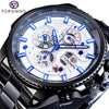 Image of Forsining Three Dial Calendar Stainless Steel Men Mechanical Automatic Wrist Watches Top Brand Luxury Military Sport Male Clock Shopping