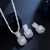 Image of CWWZircons Shiny Baguette Cubic Zirconia Wedding Bridal Party Necklace Earrings Fashion Gold Color Jewelry Sets Accessories T583 Shopping