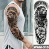 Image of Large Arm Sleeve Tattoo Japanese Wave Waterproof Temporary Tattoo Sticker Lily Peacock Men Full Tiger Fox Tatoo Body Art Women Shopping