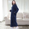 Image of Women Winter Extra Long Thick Warm Bath Robe Plus Size Zipper Luxury Flannel Peignoir Pregnant Bathrobe Men Coral Fleece Robes Shopping