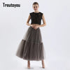 Image of Maxi Long Tulle Skirts for Women Black Gothic Pleated Skirt Casual Party Fairycore Summer Winter Jupe Longue 2022 Falda Mujer Shopping