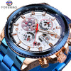 Image of Forsining Three Dial Calendar Stainless Steel Men Mechanical Automatic Wrist Watches Top Brand Luxury Military Sport Male Clock Shopping