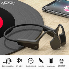 AIKSWE Bone Conduction Headphones Wireless Sports Earphone Bluetooth-Compatible Headset Hands-free With Microphone For Running Shopping