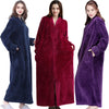 Image of Women Winter Extra Long Thick Warm Bath Robe Plus Size Zipper Luxury Flannel Peignoir Pregnant Bathrobe Men Coral Fleece Robes Shopping